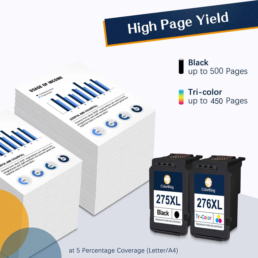 275XL Ink Cartridge 275 Black  PG275 for Canon -275XL Compatible with Canon  TS3520 TS3522 TS3500 TR4720 TR4700 Printers (2 Pack)