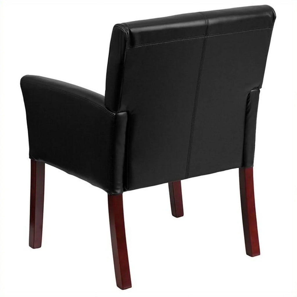 Kingfisher Lane Executive Side Guest Chair in Black with Mahogany Legs