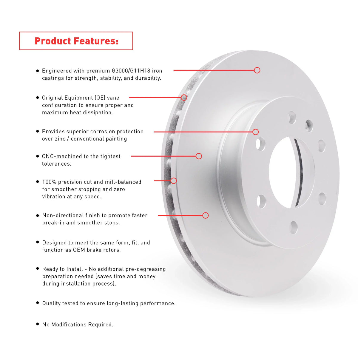 Dynamic Friction Company Front Geospec Brake Rotors with 3000 Series Ceramic Brake Pads includes Hardware 4312-67022 Fits select: 2011-2013  , 2014-2017   S///