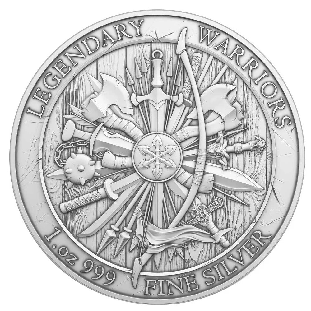 Lot of 5 - 1 Troy oz Achilles Design .999 Fine Silver Round