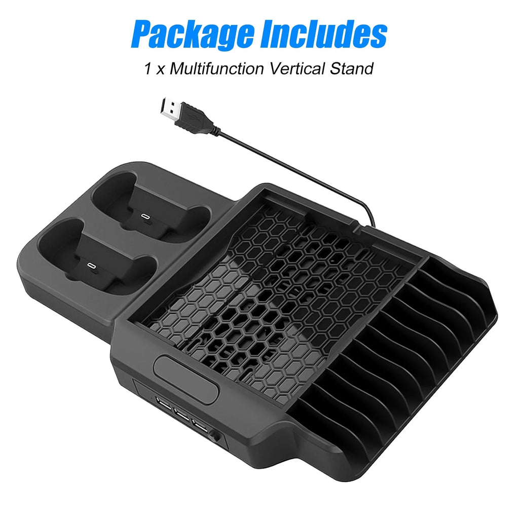 Vertical Stand Fit for Xbox Series X/S with 2 Cooling Fans, EEEkit Dual Controller Fast Charging Dock Station Fit for Xbox Series S/X with 3  Ports, 11 Game Disc Slots