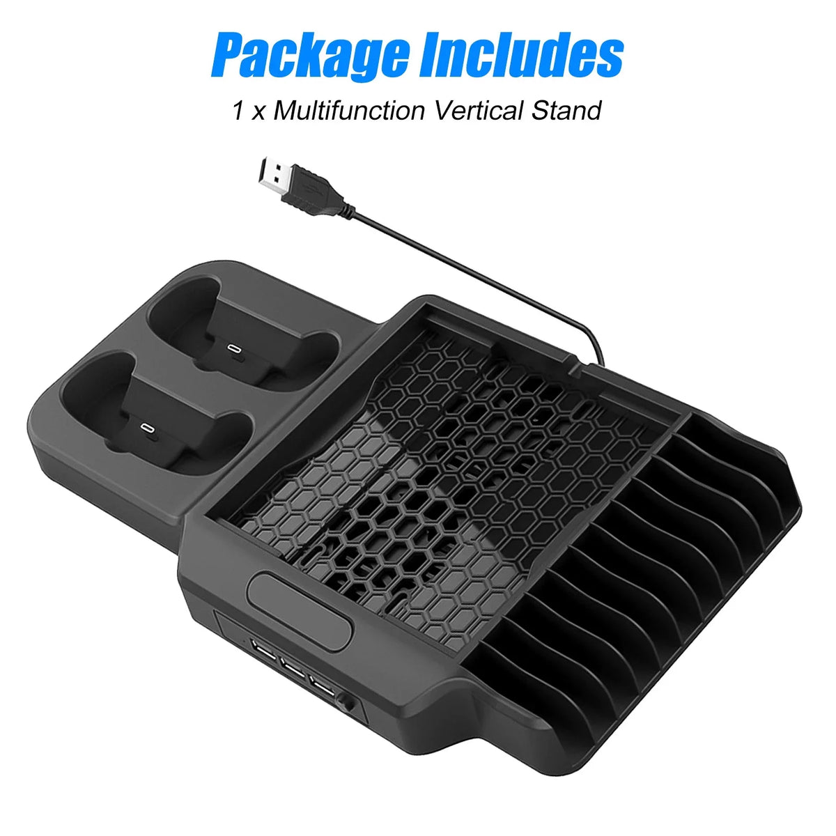 Vertical Stand Fit for Xbox Series X/S with 2 Cooling Fans, EEEkit Dual Controller Fast Charging Dock Station Fit for Xbox Series S/X with 3  Ports, 11 Game Disc Slots