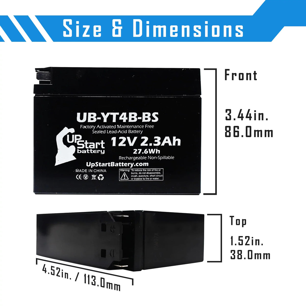 3 Pack - YT4B- Battery Replacement for (2.3Ah, 12v, Sealed) Factory Activated, Maintenance Free Battery - Compatible with 2015 Yamaha SR400, 2008 Suzuki -Z70, 2009 Suzuki -Z70