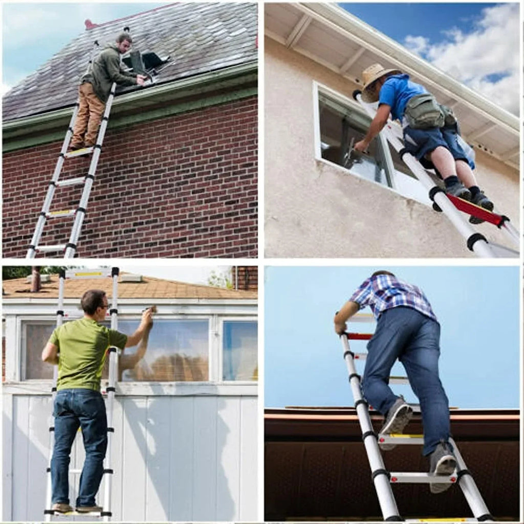 Telescoping Ladder, 8.5  Aluminum Extension Ladder Step Ladders Loft Ladder Attic Ladder Collapsible Ladders for Home, Multi-Purpose Telescopic Compact Ladder for Roof, 330 Pound , EN131