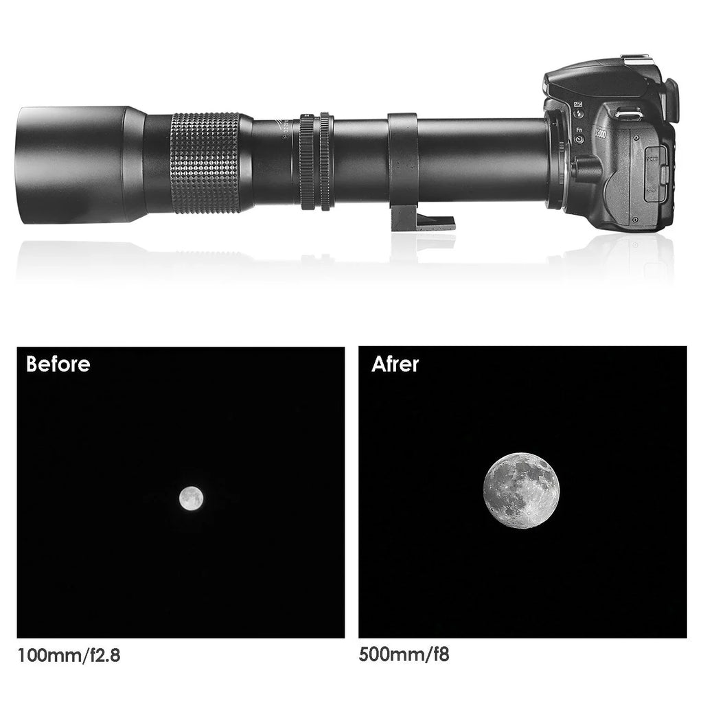 Ultimaxx 500mm/1000mm f/8 Multi-Coated Preset Telephoto Lens Includes Ultimaxx 2.0X Tele-Converter + T-Mount Adapter for Canon  Mount & Microfiber Cleaning Cloth - Compatible with / Cameras