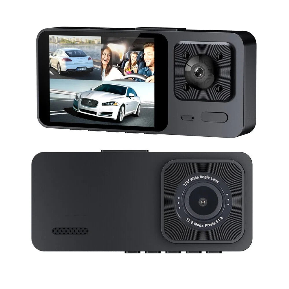 Paddsun Car Dual Lens Dash Camera Cam  1080P Front/Rear/Inside Video Recorder G-Sensor