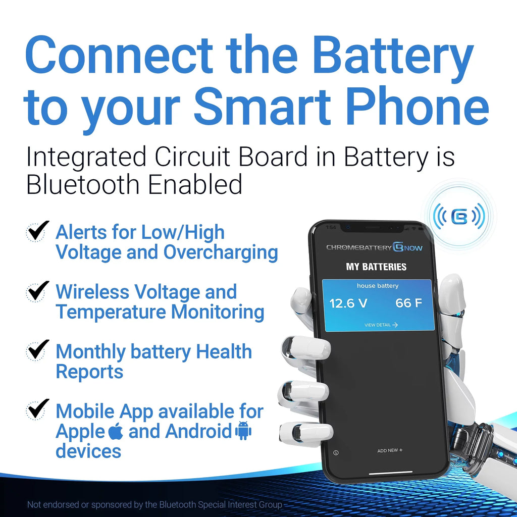 Chrome Battery Now Ytx20l-bs (20l-bs 12 Volt,18 Ah, 270 Cca) Intelligent Wireless Smartphone Connectivity  Battery for Personal Watercraft - Brp (sea-doo) 1500 All Models Years (1988 - 1993)