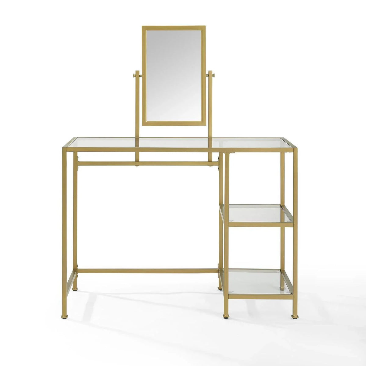 Crosley Furniture Aimee 2-Piece Tempered Glass Vanity Desk/Mirror in Soft Gold