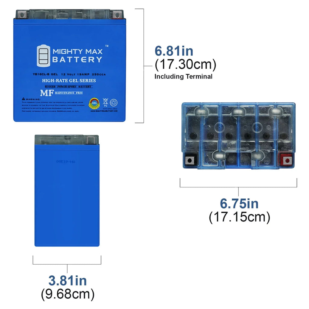 YB16CL-B  12V 19AH Battery for Yamaha , ,  1800cc 09-12