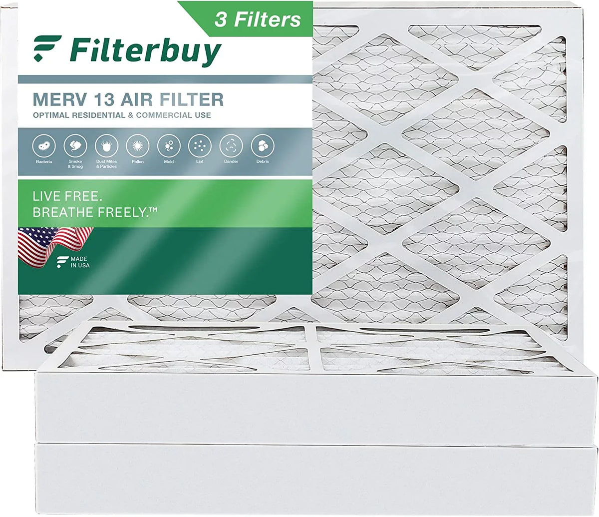 Filterbuy 12x24x4  13 Pleated   Furnace Air Filters (3-Pack)