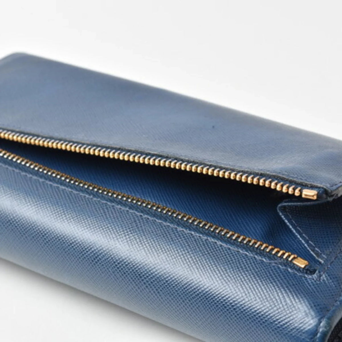 Pre-Owned Prada wallet  long 1MH132  blue   embossed leather (Good)