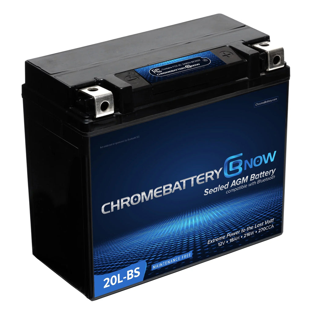 Chrome Battery Now Ytx20l-bs (20l-bs 12 Volt,18 Ah, 270 Cca) Intelligent Wireless Smartphone Connectivity  Battery for Personal Watercraft - Brp (sea-doo) 1500 All Models Years (1988 - 1993)