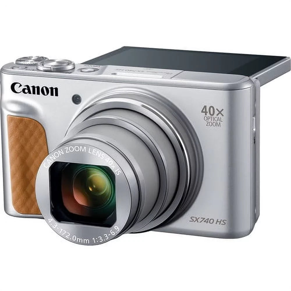 Canon PowerShot SX740  Digital Camera (Silver) with 64GB , Tripod, and More