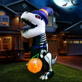Joiedomi Halloween 8  Inflatable Skeleton Dinosaur with Build-in LEDs Blow Up Inflatables for Halloween Party Indoor, Outdoor, Yard, Garden, Lawn Decorations