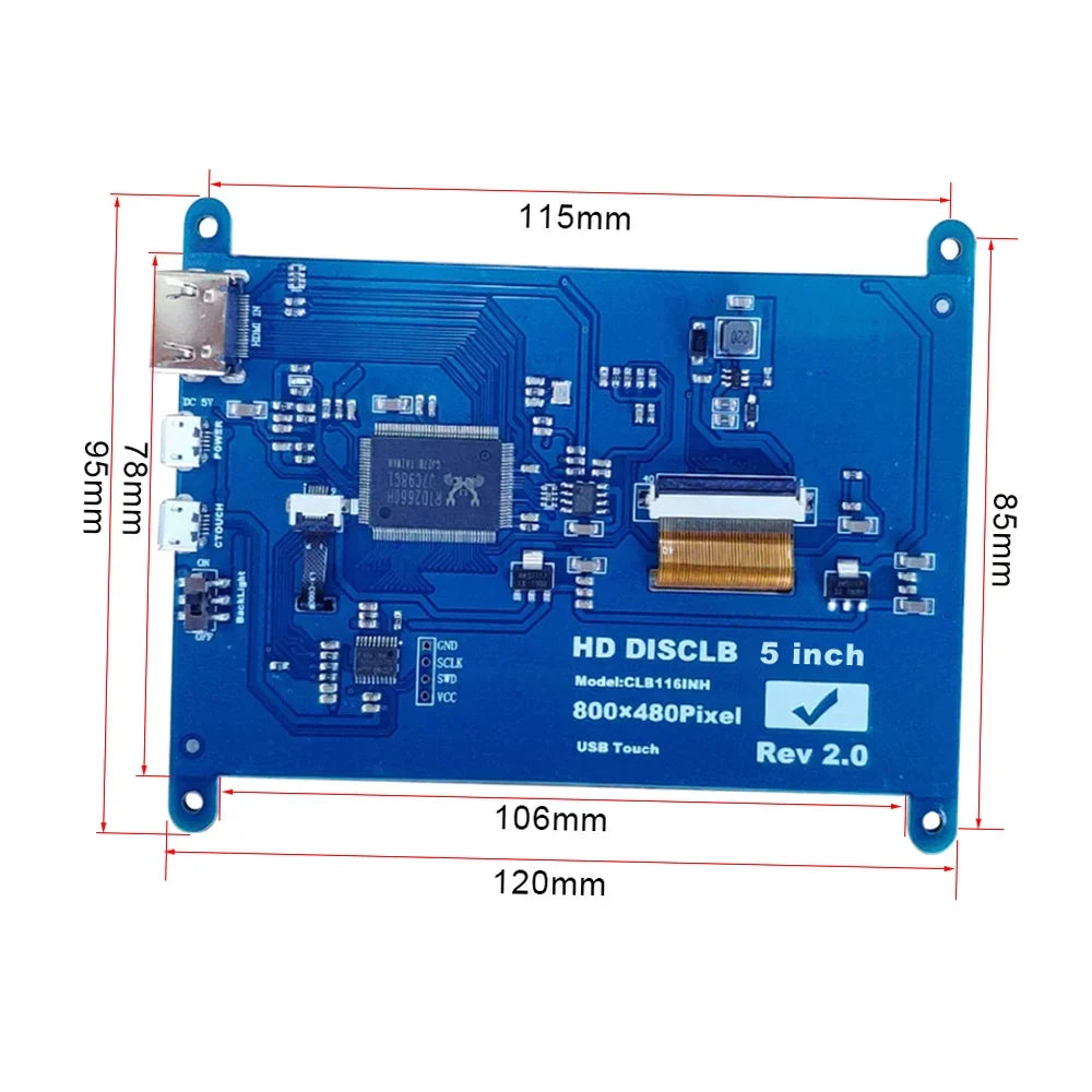 moobody 5 Inch  Capacitive Touchscreen Display 800*480 Resolution Small Portable  with   Interface Compatible with Raspberry Pi Tool