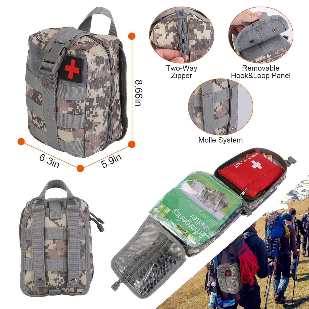 iMounTEK 125Pcs Survival Kits, Professional Emergency Survival Gear and Equipment Tactical Tools for Camping Hiking Hunting Outdoor Adventure, Gifts for Dad Husband, 8.66x6.3x5.9in