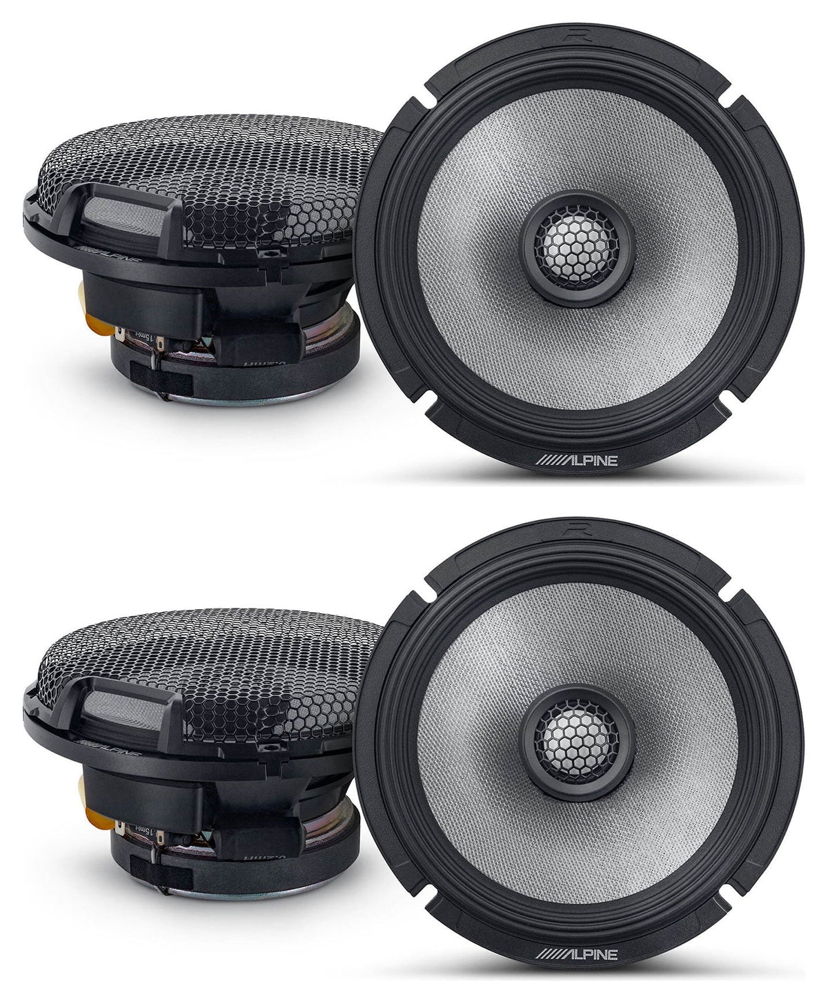 (4) Alpine R2-S65 6.5" 2-Way Car Audio Speakers High-Resolution Certified