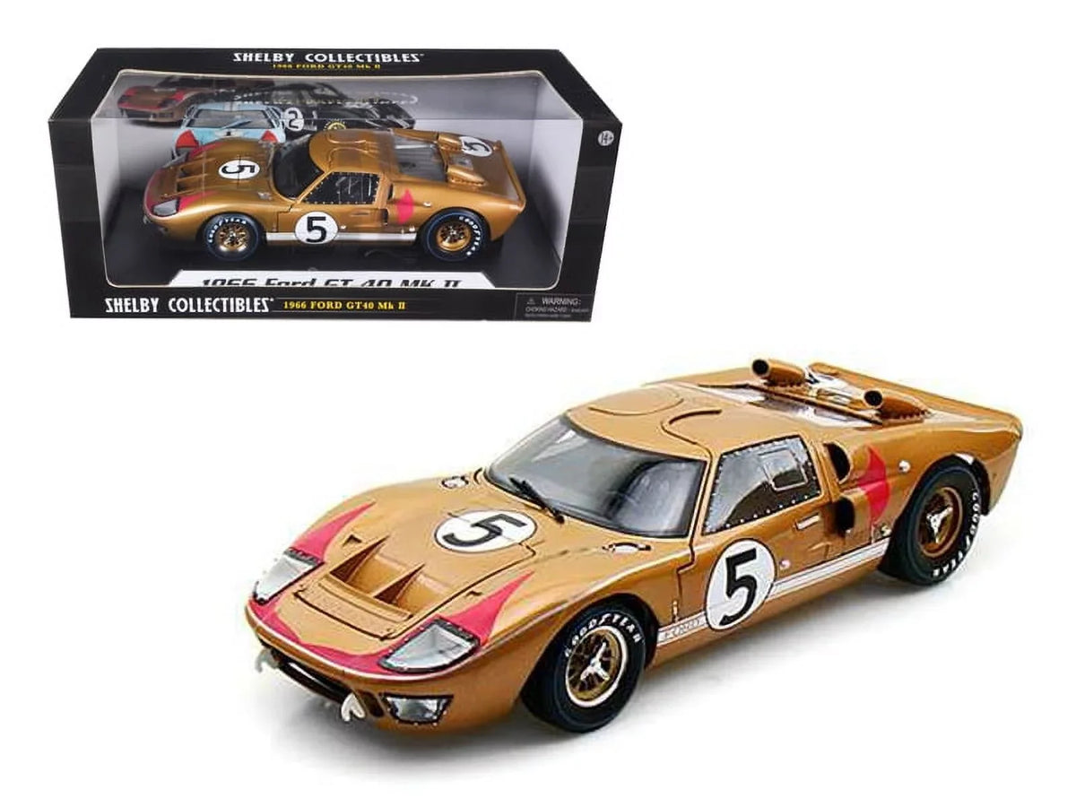 1966 Ford -40   #5 Gold Le Mans 1/18 Diecast Model Car by Shelby Collectibles