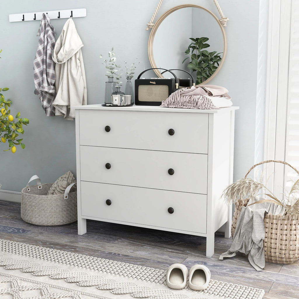 Denhour   Transitional 34-inch Wide 3-Drawer Neutral Youth Dresser by  White Marble