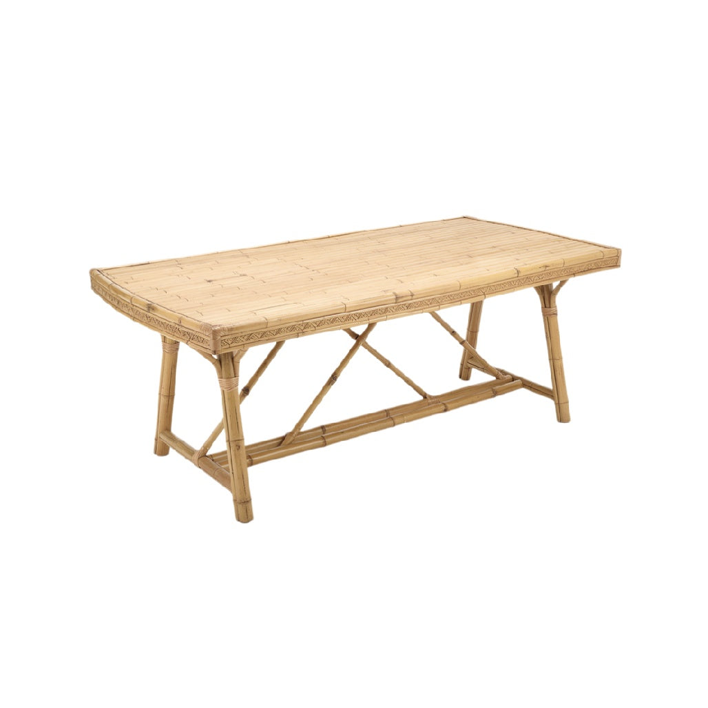 Bamboo Rectangular Dining Table with Cross Bracing