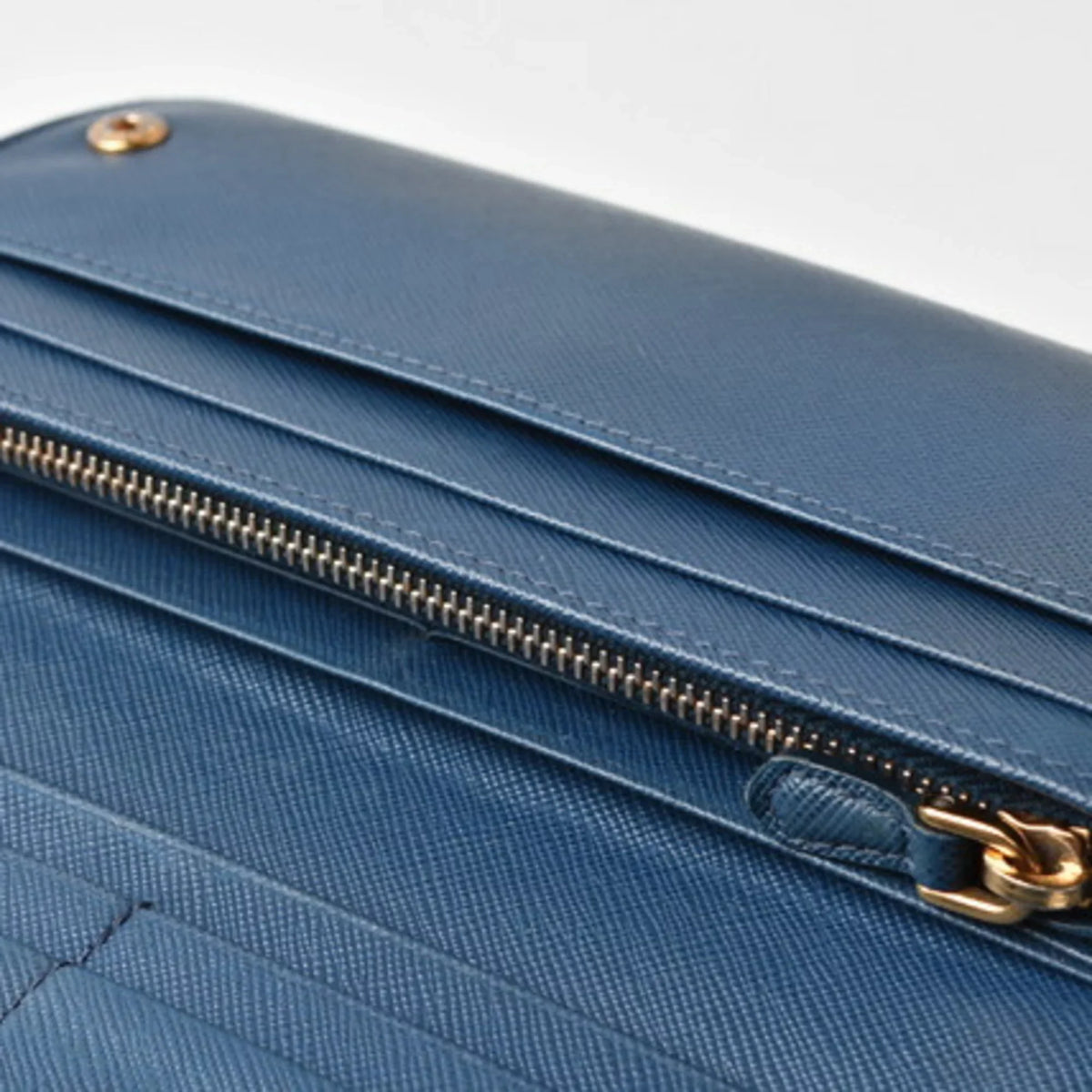 Pre-Owned Prada wallet  long 1MH132  blue   embossed leather (Good)