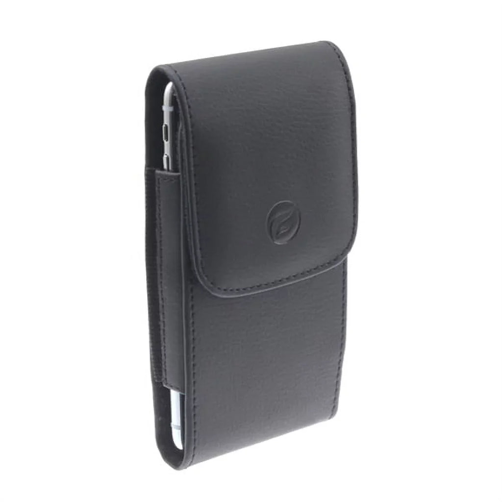Black Vertical Leather Case w Retractable Headset Hands-free Earphones Mic R8X for Kyocera DuraForce Pro 2 -  G6 G8 ThinQ, G7 ThinQ - Motorola One, Moto X4 X Play G7 Play, Droid Maxx 2