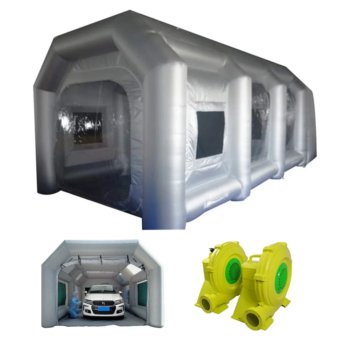 Inflatable Spray Booth 33*16*11ft Portable Car Painting Booth with 2 Blower Inflatable Spray Booth with Air Filtration System