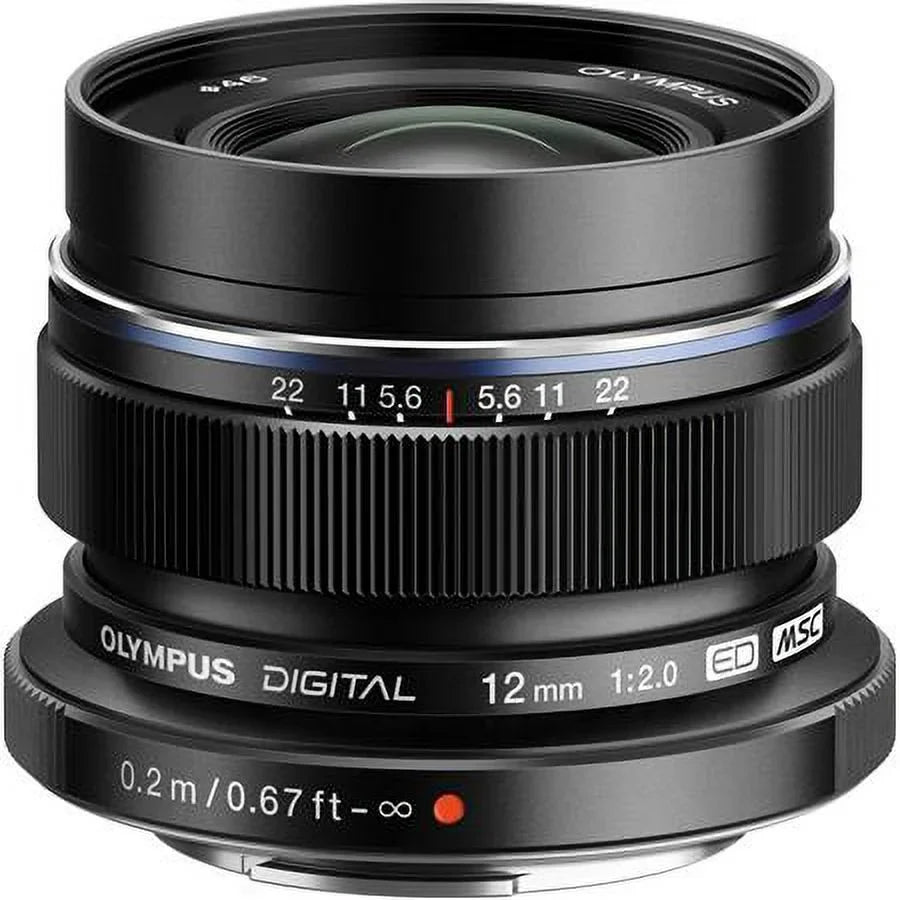 '-5 Mirrorless Digital Camera with M.Zuiko Digital  12mm f/2 Lens, Black
