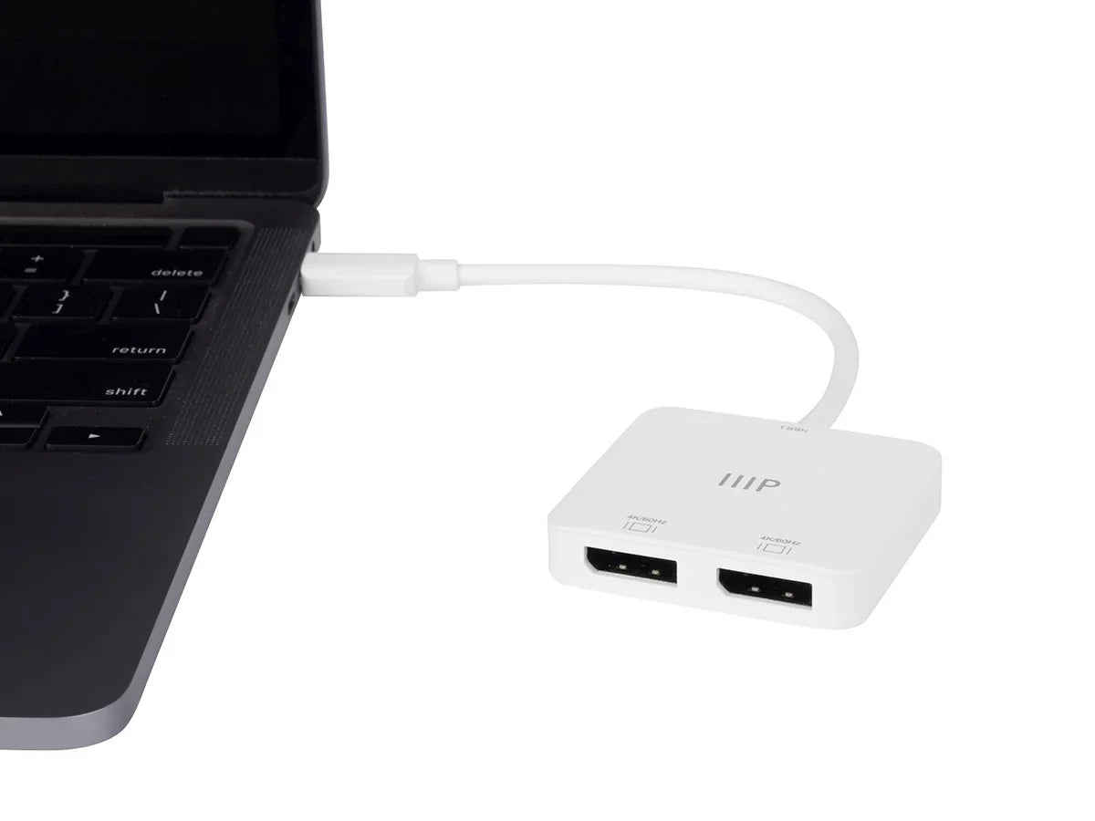 Monoprice -C to Dual 4K DisplayPort Adapter (Dual 4K@60Hz) Compatible with Thunderbolt 3 Devices with Windows and MacOS