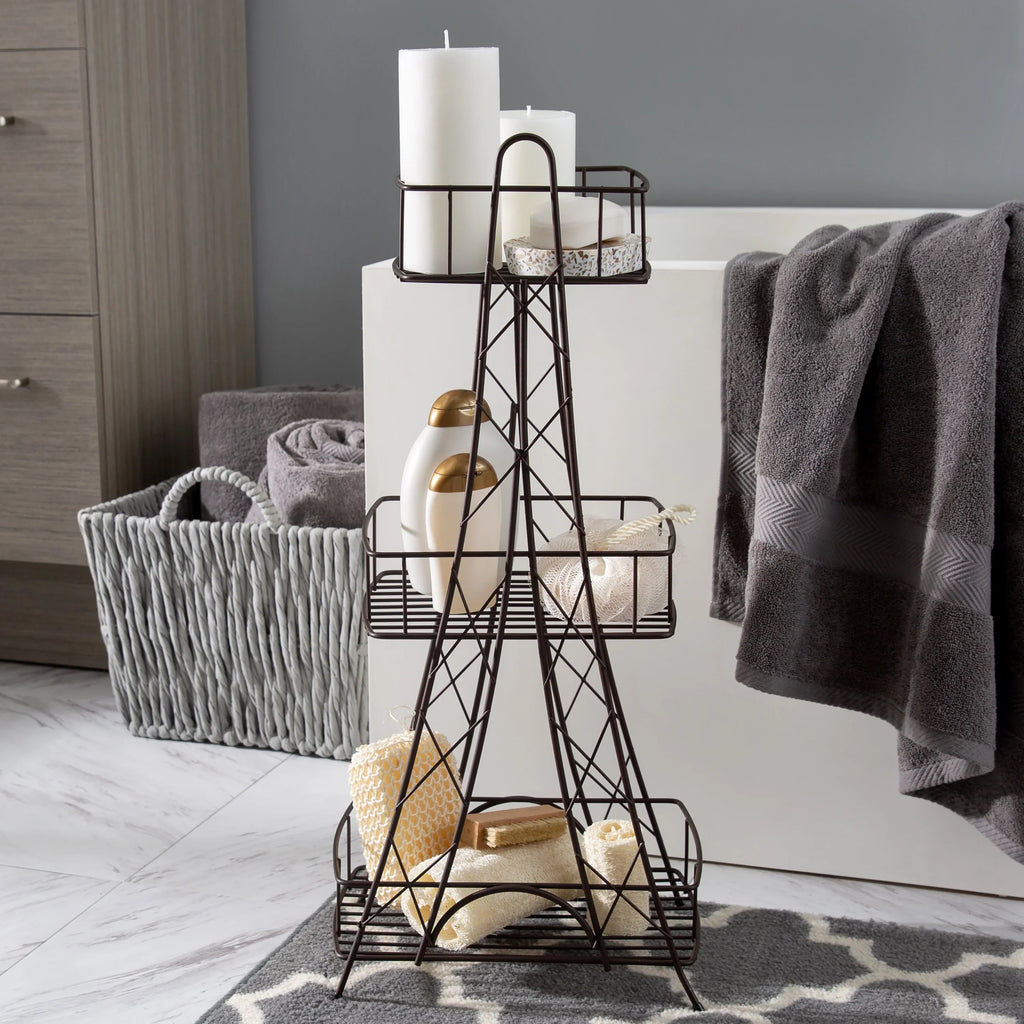 Paris Ville Des Lumieres Collection Eiffel Tower 3 Tier Spa Tower, 11"x 7"x 24.8" H