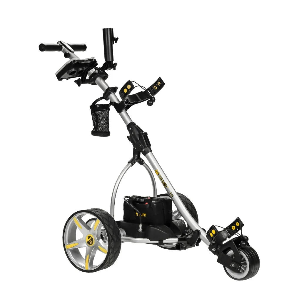 X3R Sealed Lead 18-Hole Battery Powered Golf Push Cart with Remote, Dual Motor, 9-Speeds and Reverse, Cruise Control, Anti-Tip Wheel, and Downhill Control, Titanium Silver