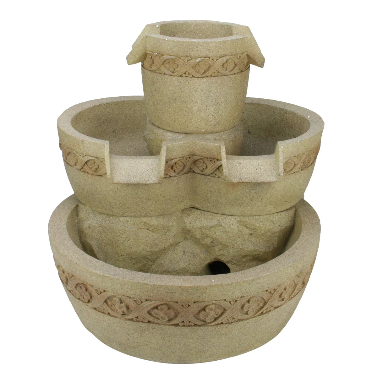 Northlight 18.25" Prelit  Three Tier Floral Bowl Garden Water Fountain Outdoor Decoration - Brown
