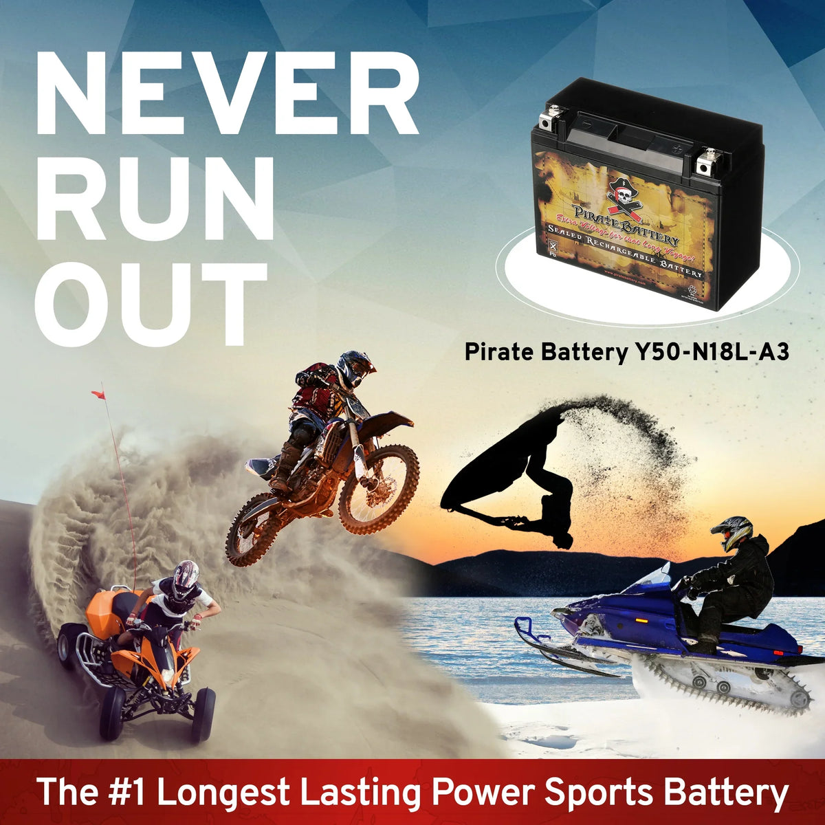 Pirate Battery Y50-N18L-A3 (50-N18L-A3 12 Volt,20 Ah, 260 ) Power Sports Battery replaces Gtx18l-bs M6250h 44006