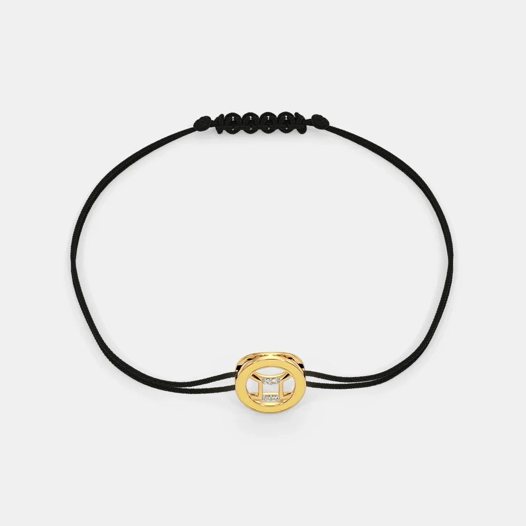 The Enid Gemini Cord Bracelet - Adjustable Elegance in 18Kt Yellow Gold