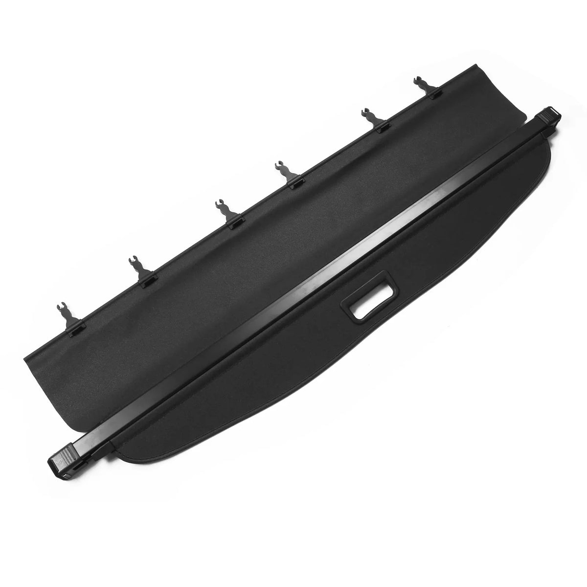 Ikon Motorsports Cargo Cover Compatible With 2014-2018 Subaru Forester (Only Fit Automatic Rear Gate)  & Aluminum Rod Black Security Rear Trunk Cover Security Retractable Shield