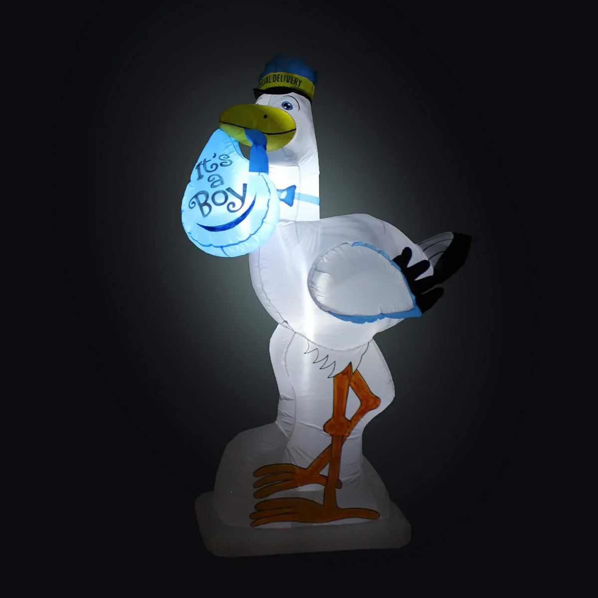 6 Foot Tall Baby Shower Inflatable Blue Stork It's A Boy Special Delivery Baby Announcement  Lights Lighted Blowup Party Decoration For Outdoor Indoor Home Celebration Garden Yard Lawn Prop
