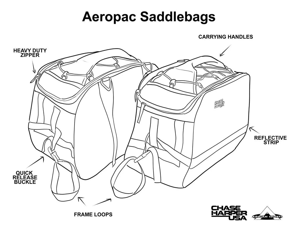 Chase Harper  3550 Aeropac  Saddle Bags - Water-Resistant, Industrial Grade Ballistic Nylon w/Thermoplastic Insert, Anti-Scratch Vinyl on Inward Facing Wall, 14" L x 9" W x 10.5" H (Per Side)