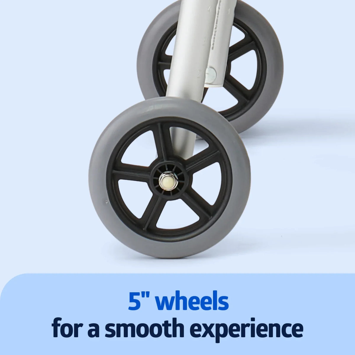 Medline Lightweight Folding Walker with 5” Wheels, Aluminum Frame Supports up to 300 lbs.