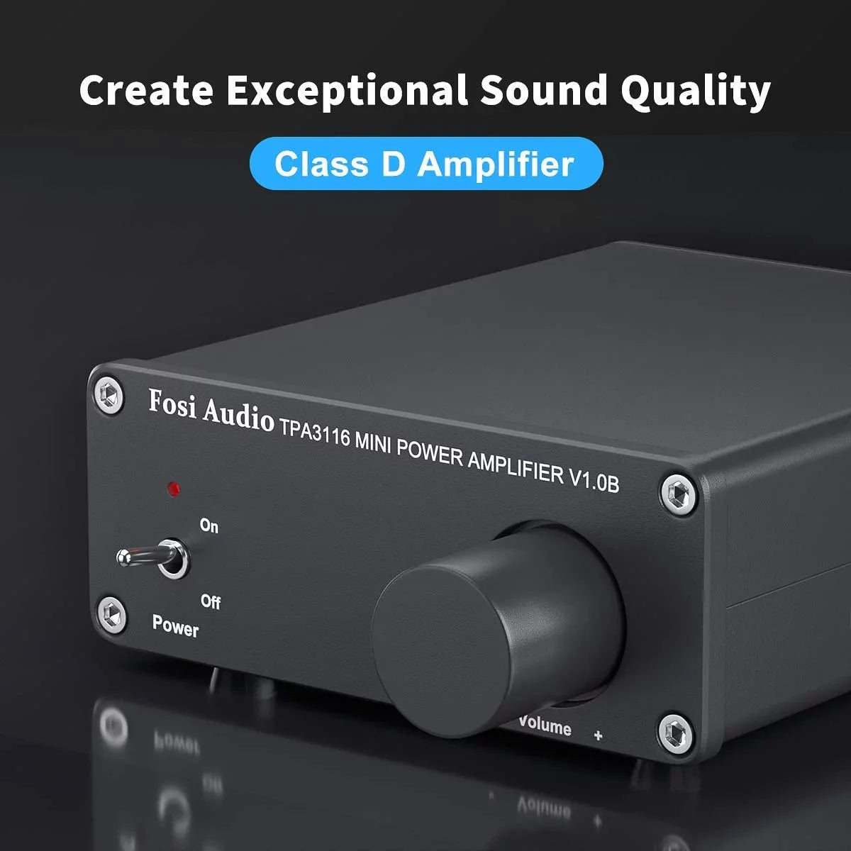 Fosi Audio V1.0B 2 Channel Amplifier Stereo Audio Amp Mini Hi-Fi Class D Integrated TPA3116 Amp for Home Speakers 50W x 2 with 19V 4.74A Power Supply