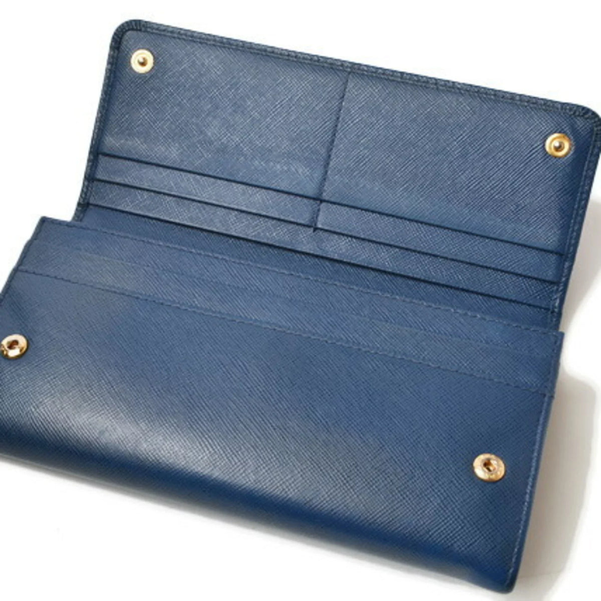 Pre-Owned Prada wallet  long 1MH132  blue   embossed leather (Good)