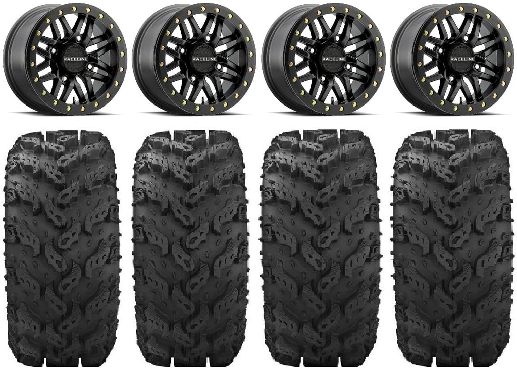 Raceline Ryno Bdlk 14" Bk Wheels 30" Reptile Tires Kawasaki Mule Pro