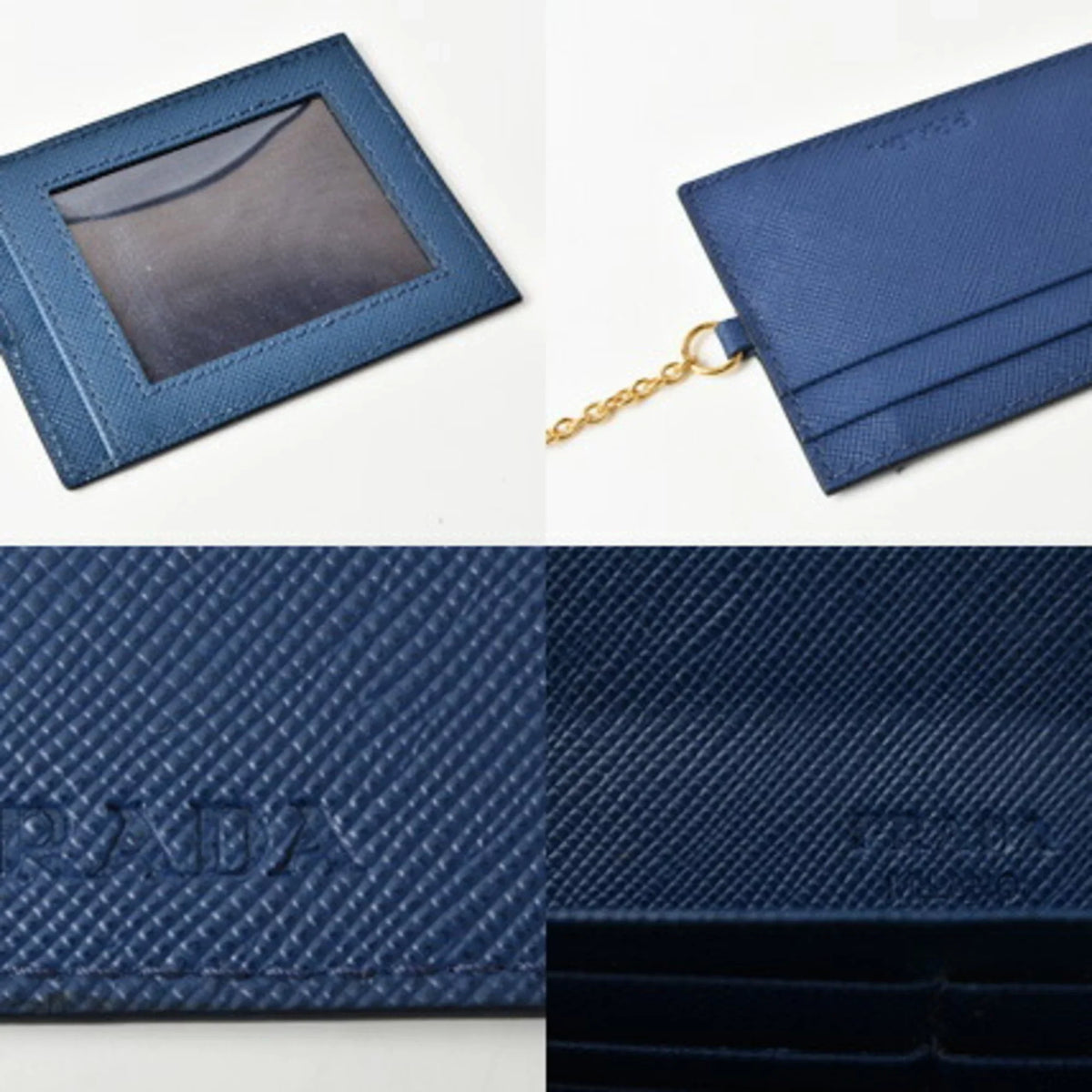 Pre-Owned Prada wallet  long 1MH132  blue   embossed leather (Good)