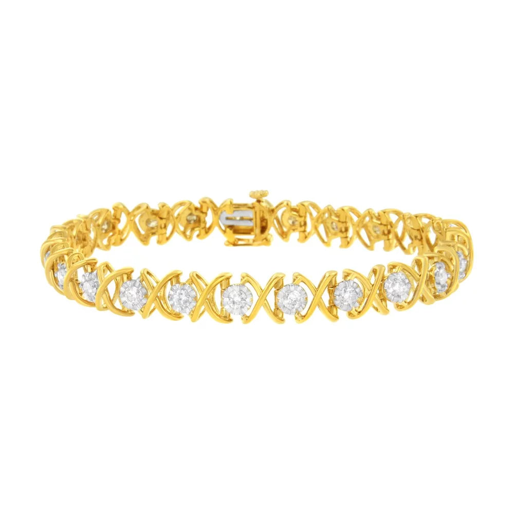 10K Yellow Gold Plated Sterling Silver 2ct  Diamond "" Bracelet (J-K, I1-I2)