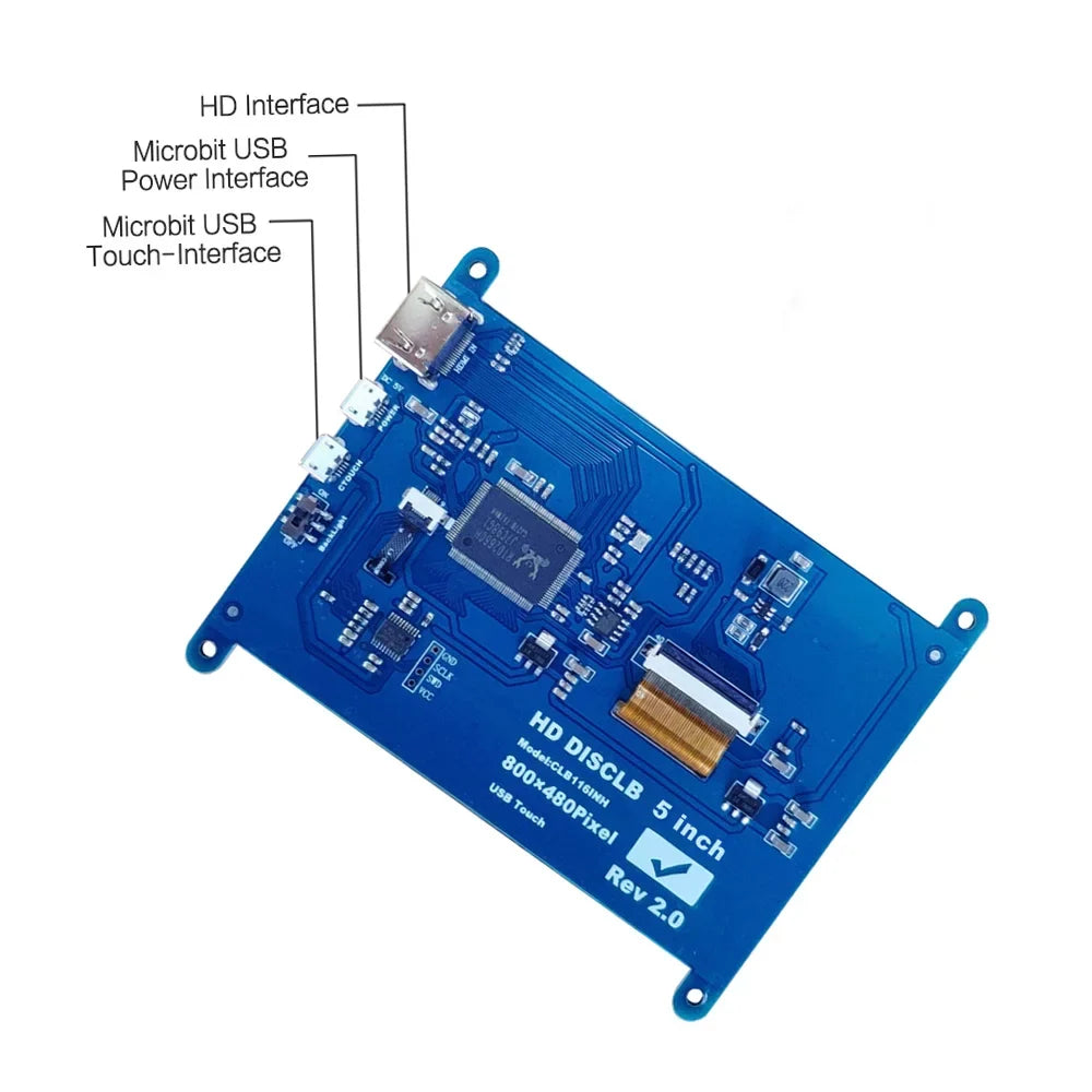 5 Inch  Capacitive Touchscreen Display 800*480 Resolution Small Portable  with   Interface Compatible with Raspberry Pi Educational Tool