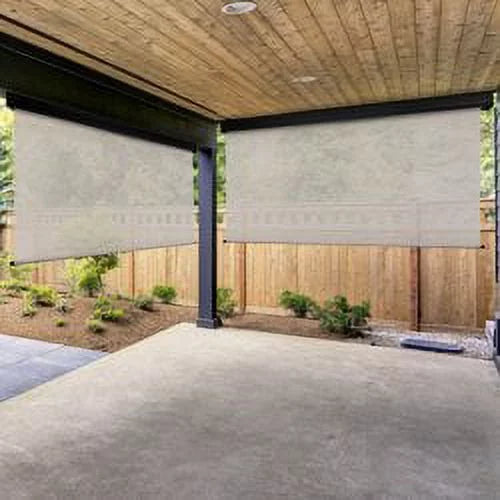 Keystone Fabrics Motorized  Outdoor Patio Sun Shade 10ft Wide (Dark Brown)
