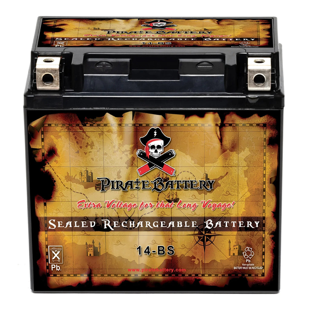 Pirate Battery YTX14- (14- 12 Volt,12 Ah, 200 ) Motorcycle Battery for Honda 1100cc Vt1100c, C3, T Shadow (spirit, Aero, A. C. E. Tourer) 2005