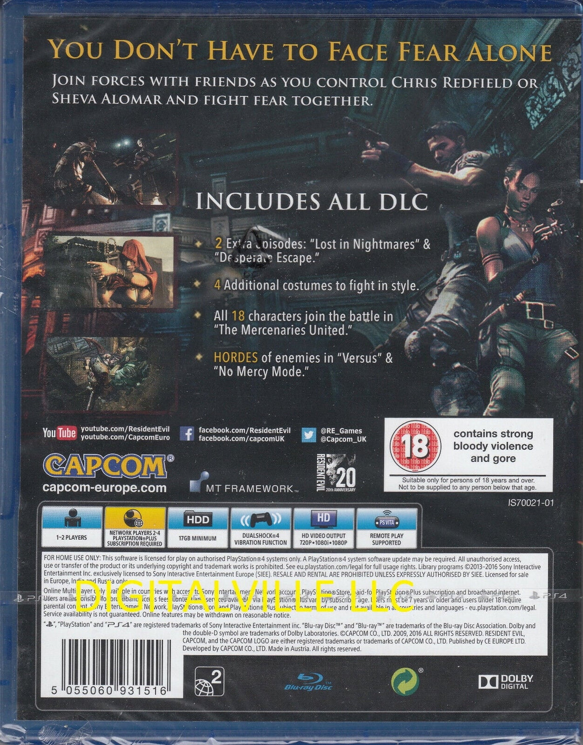 Resident Evil 5  PS4 Brand New factory Sealed