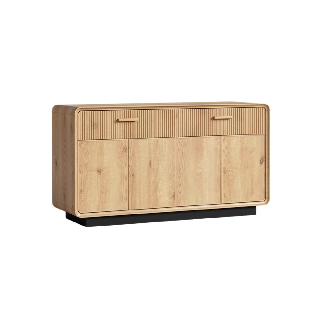 Modern Scandinavian-Style Wooden Sideboard with Ribbed Doors