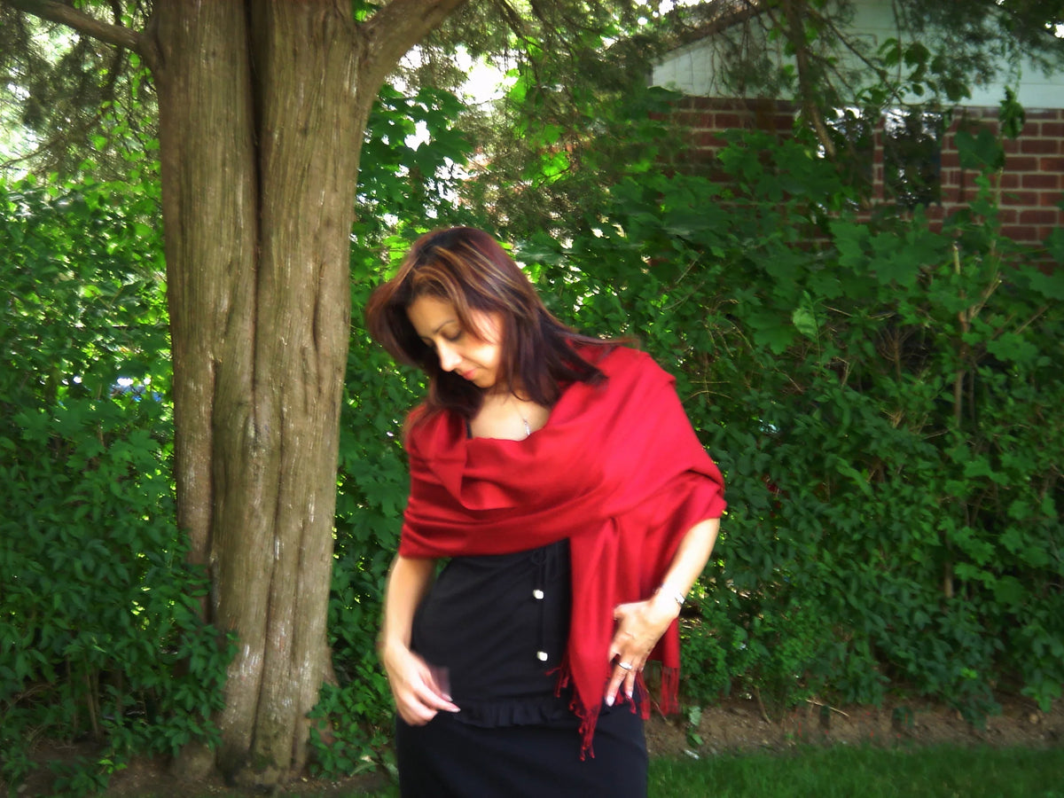 Shawl/Shawls/Scarf/Scarves/Wrap/Stole/Muffler/Cape/Ruana/Blanket/Throw/Pashmina Shawl/Cashmere Scarf/Wool/Silk (Wine Red Regular Shawl)