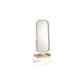 Modern Wooden Frame Floor Mirror with Storage Shelf